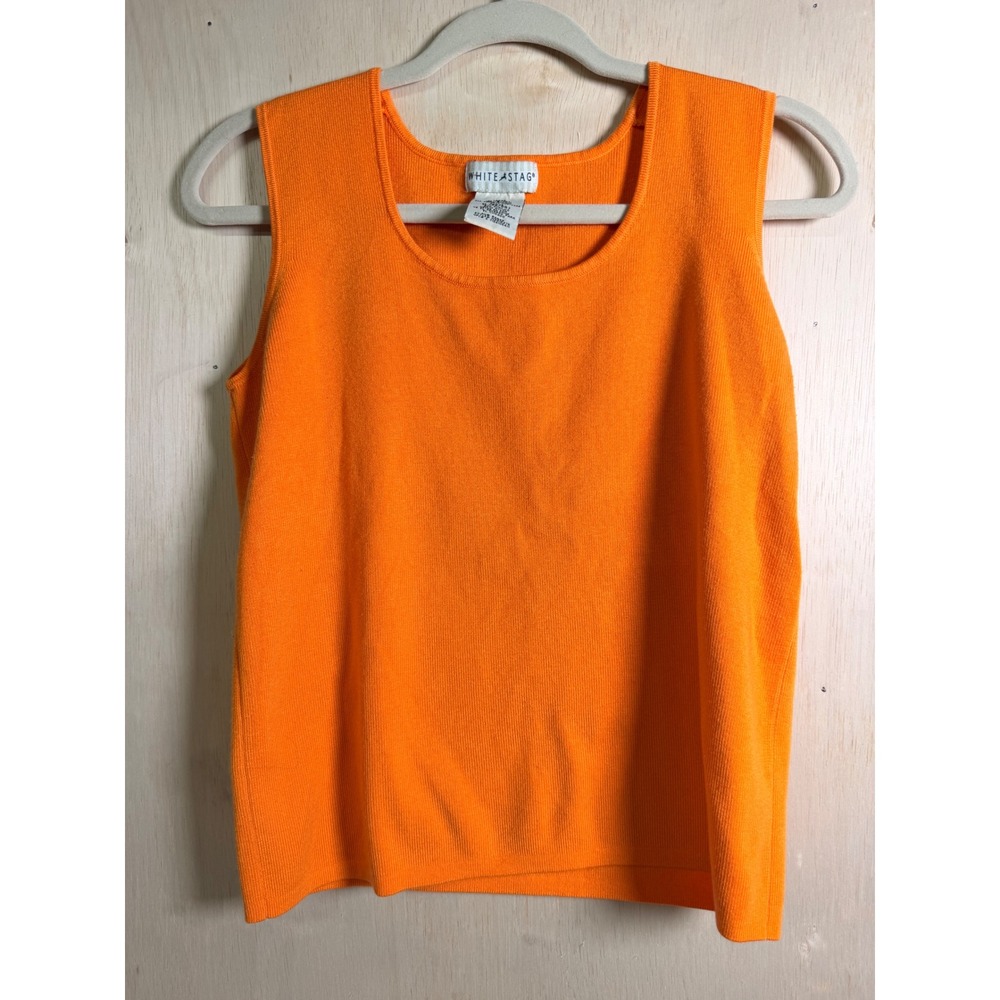 White Stag Knit Tank Top Women Medium Orange Excellent‎ Scoop Neck Sleeveless